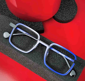rectangular titanium eywear blue and black from anne et valentin model weeldone