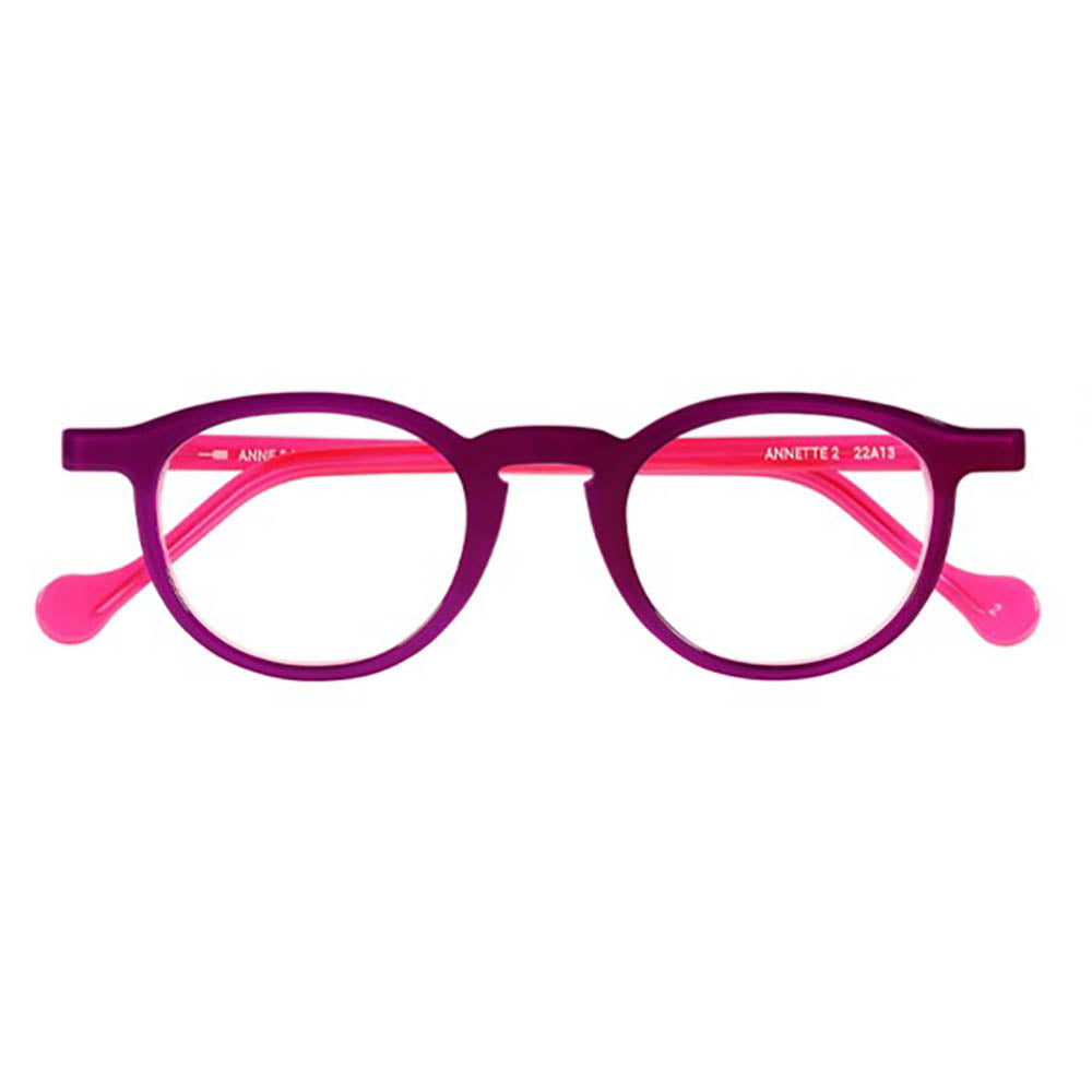 round small eyewear bordeaux and fucsia from anne et valentin model annette 