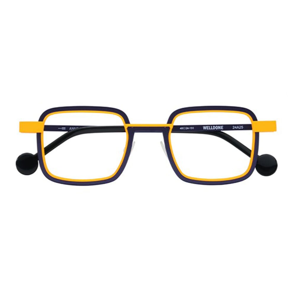 yellow blue rectangular eyewear anne et valentin welldone