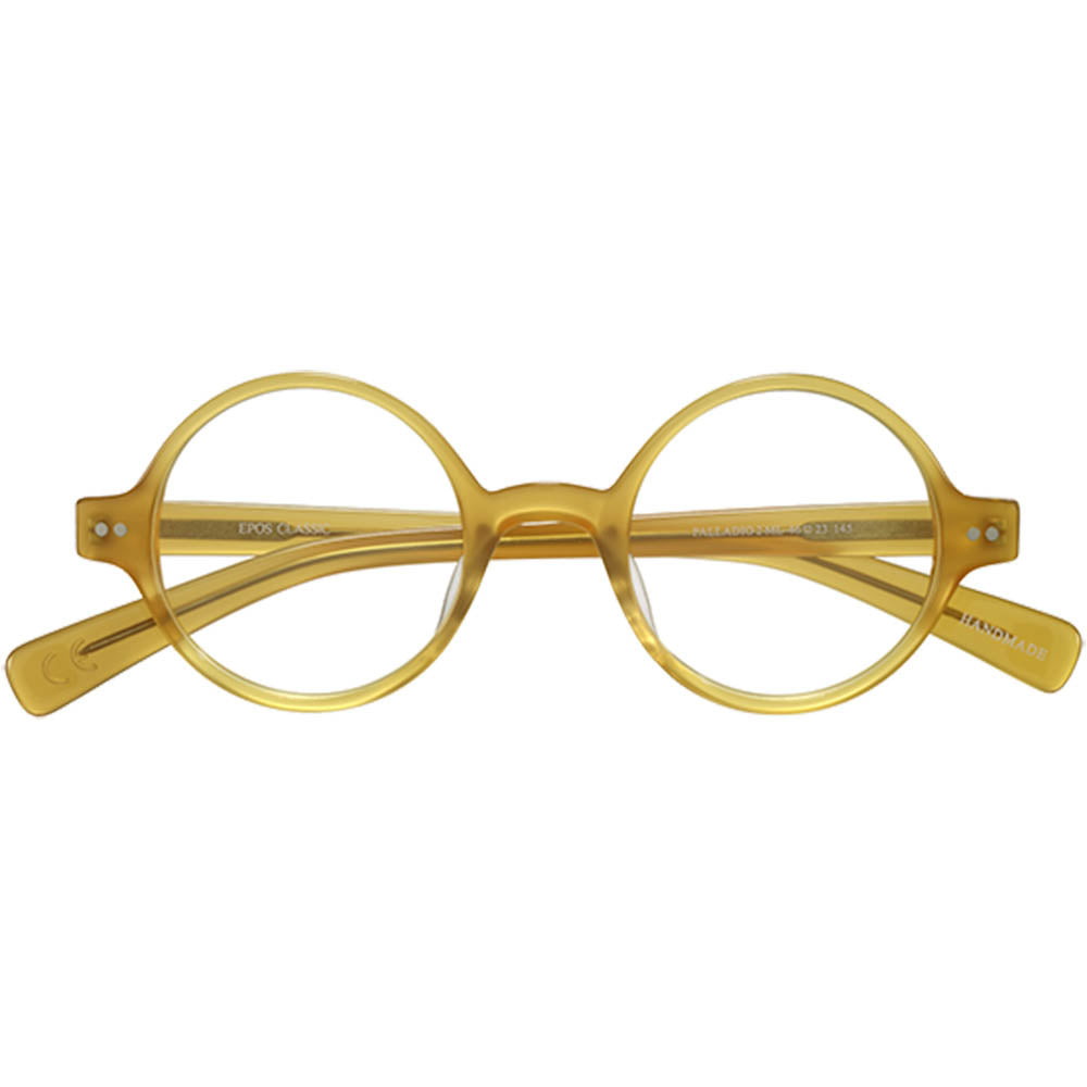 Yellow round circular eyewear epos palladio 2 honey hand made in italy
