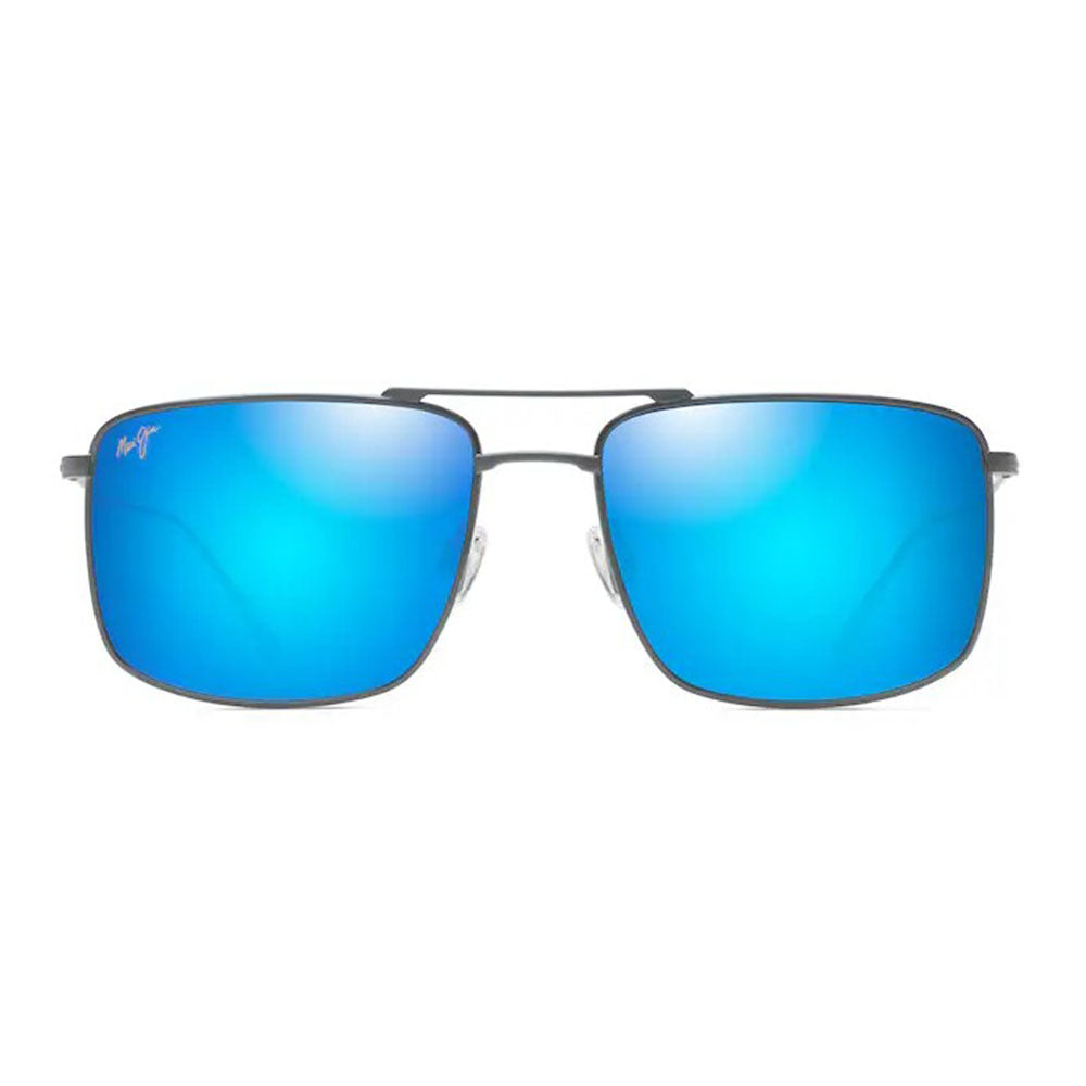 Occhiali da sole polarizzati con montatura blu opaca e lente specchiata blu maui jim aeko