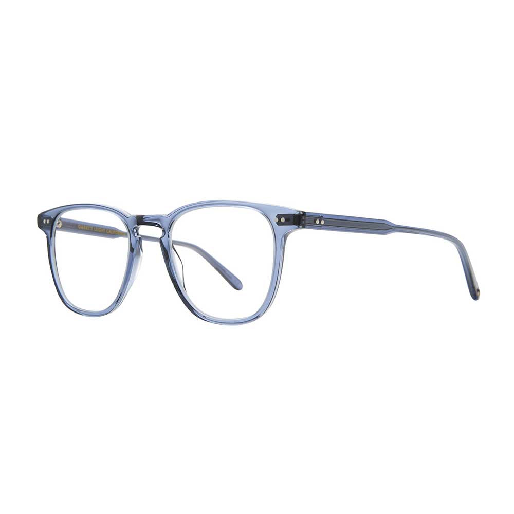 occhiali da vista sottili e quadrati del marchio garrett leight il brooks sono un icona per la sua raffinatezza e stilosita in foto il colore cobalto azzurro