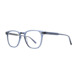 occhiali da vista sottili e quadrati del marchio garrett leight il brooks sono un icona per la sua raffinatezza e stilosita in foto il colore cobalto azzurro