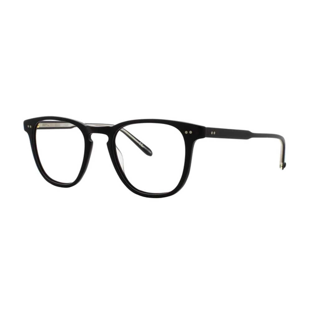 thin and square eyeglasses from the garrett leight brand, brooks is an icon for its refinement and style in photo the color mat black perfect with gold clip on