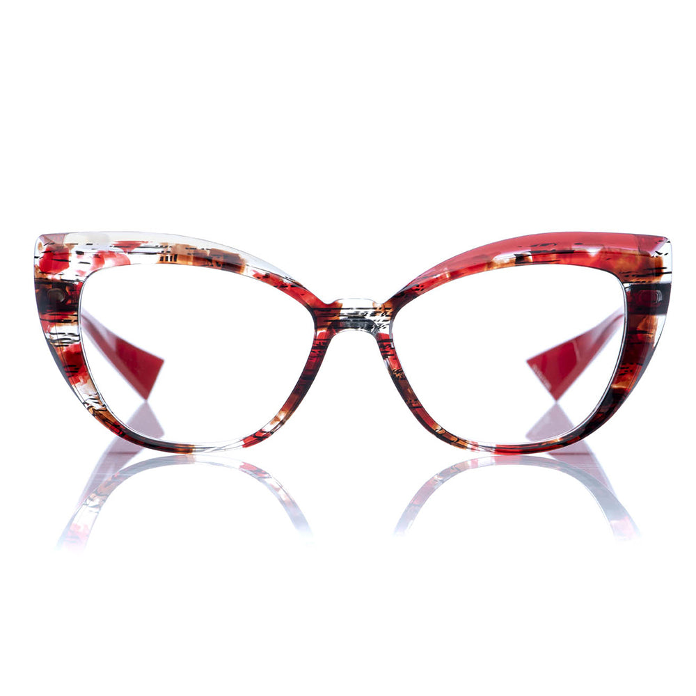 red and brown cat eye luxury quality piero massaro eyewear high quality from Italy